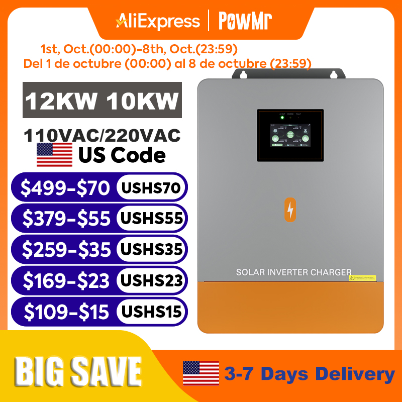 Onduleur hybride solaire PowMr - Split Phase Inverter 10Kw 110V 220V avis et prix